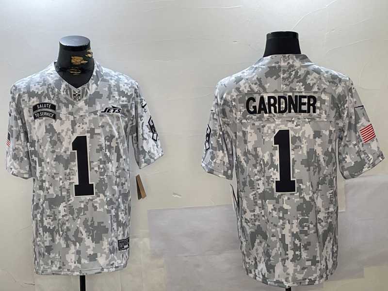 Mens New York Jets #1 Sauce Gardner Arctic Camo 2024 FUSE Salute to Service Limited Stitched Jersey Dzhi->new york jets->NFL Jersey